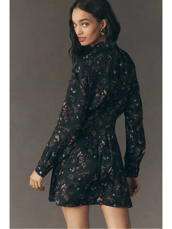 Anthropologie Dresses & Skirts - NWT Size M -The Tobie Long-Sleeve Satin Mini Shirt Dress by Exquise (US$198)